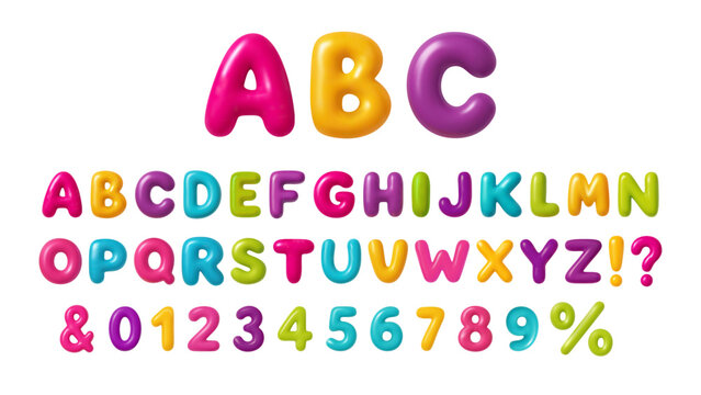 3d Font Letter Number Balloon Alphabet ABC Text Bubble Typography For Birthday And Party Vector Cartoon Fun Glossy Typeface
