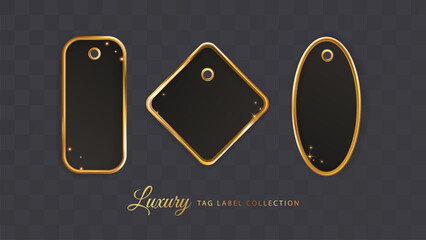 Gold Tag Gift Sale Price Luxury 3d Set Frame Label Border Vintage Christmas Xmas Vector Badge