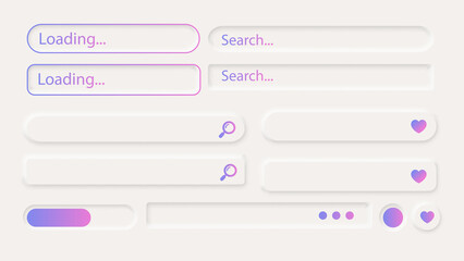 Neumorphism Button Icon Gradien Label Frame White 3d Elegant Shadow Web Vector Ui Digital Neomorphism Interface