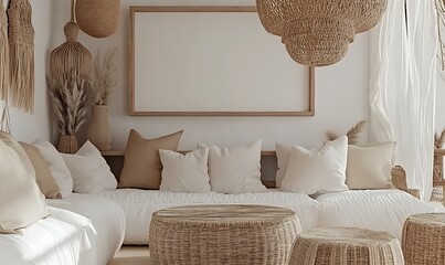 A Relaxing Living Room Featuring Natural Decorative Elements And Furniture