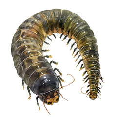 A Mother Millipede With Her Kid, watercolor clipart vector, isolated on a white background.