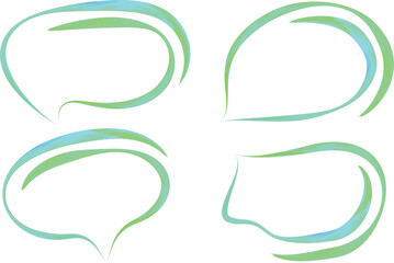 light blue green mint creative colorful art outline speech bubbles set