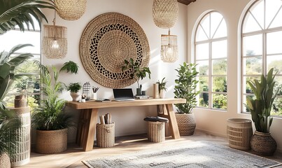 A beautifully decorated and comfortable office space is shown here
