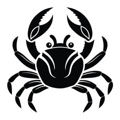 Black crab displays its claws and legs in a stylized, simple drawing