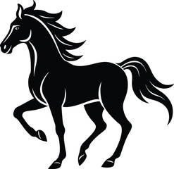 Black vector of horse galloping gracefully in side silhouette