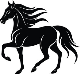 Bold silhouette of side-facing horse with elegant motion