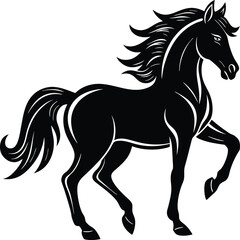 Side view of elegant horse silhouette in motion