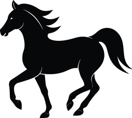 Graceful horse silhouette in side profile galloping with power
