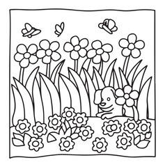 Dog Moments - Cute Puppy Life Coloring Pages | Fun Dog Activities | Dog coloring page | Line art vector illustration