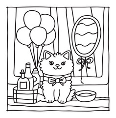Dog Moments - Cute Puppy Life Coloring Pages | Fun Dog Activities | Dog coloring page | Line art vector illustration