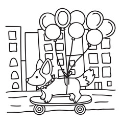 Dog Moments - Cute Puppy Life Coloring Pages | Fun Dog Activities | Dog coloring page | Line art vector illustration