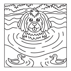 Dog Moments - Cute Puppy Life Coloring Pages | Fun Dog Activities | Dog coloring page | Line art vector illustration