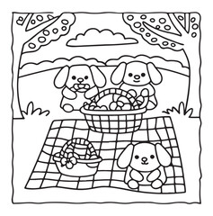 Dog Moments - Cute Puppy Life Coloring Pages | Fun Dog Activities | Dog coloring page | Line art vector illustration