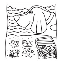 Dog Moments - Cute Puppy Life Coloring Pages | Fun Dog Activities | Dog coloring page | Line art vector illustration