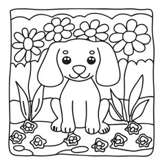 Dog Moments - Cute Puppy Life Coloring Pages | Fun Dog Activities | Dog coloring page | Line art vector illustration