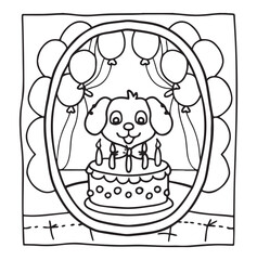 Dog Moments - Cute Puppy Life Coloring Pages | Fun Dog Activities | Dog coloring page | Line art vector illustration