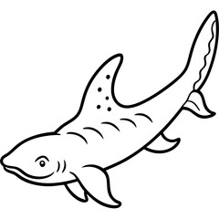 Wobbegong Shark Minimalist Line Illustration