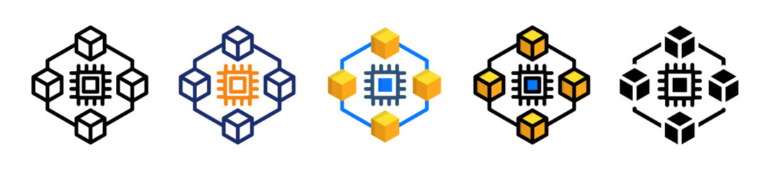 Obraz premium Blockchain Technology Multyple Style Icon