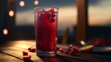 glass of red juice on the table