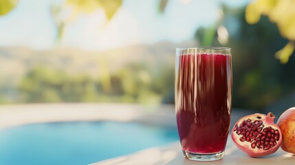 glass of red juice on the table