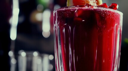 glass of red juice with ice