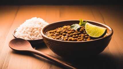 vibrant colors of indian spiced food, warm and inviting food photography, wooden bowl, indian cuisine, lentils, indian spices, food styling and photography, masoor dal, food styling, indian cooking