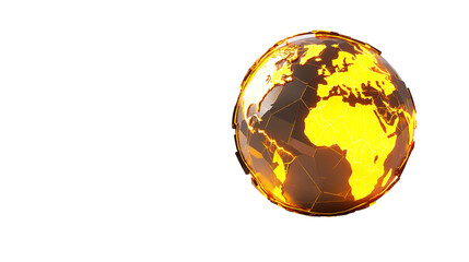 Abstract Glowing Earth Globe on Black Background, Representing Global Technology