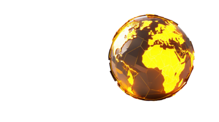 Abstract Glowing Earth Globe on Black Background, Representing Global Technology