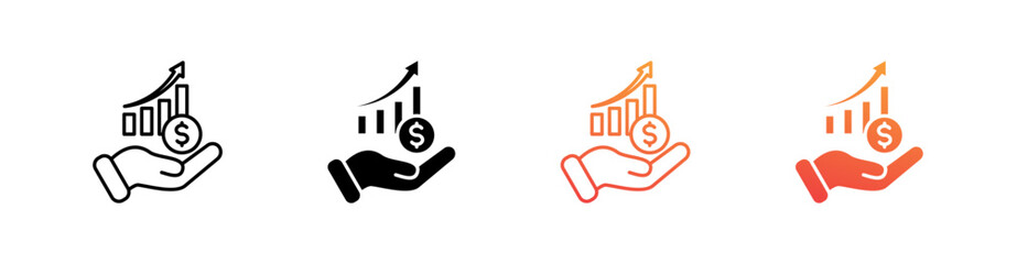 Investment Multiple Style Icon Set Vector 