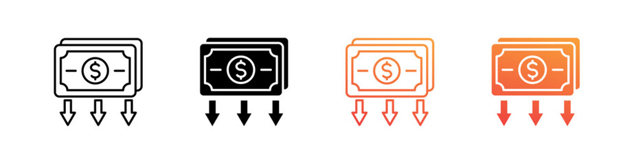Fototapeta premium Minimum Payment Multiple Style Icon Set Vector 