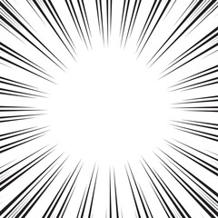 Obraz premium Manga comic explosion, motion or movement effect, vector background. Manga anime cartoon radial speed lines and abstract pattern for comic book burst, flash ray or explode bang action