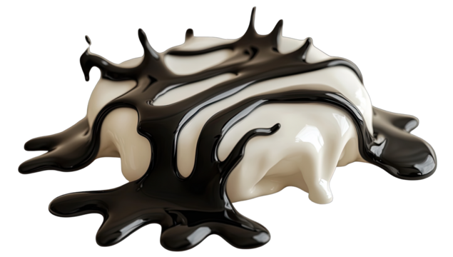 Abstract, textured, white and black blob, liquid drips