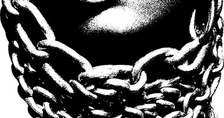 High contrast black and white chainmail patch concept for abstract design