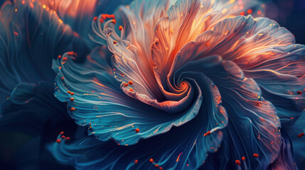 Obraz premium Mesmerizing spiral of blooming petals showcases intricate details and vibrant colors, evoking sense of wonder and beauty
