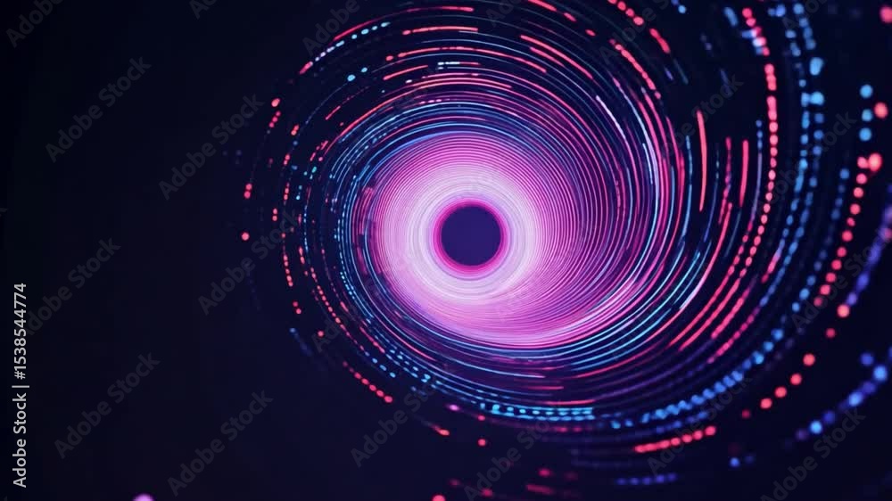 Poster abstract circular motion design with colorful light effects and spiral patterns in dark background 4