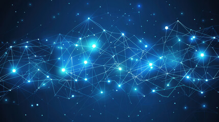 Abstract digital network with blue tones and light lines creating chaotic yet harmonious design. image evokes sense of connectivity and technology
