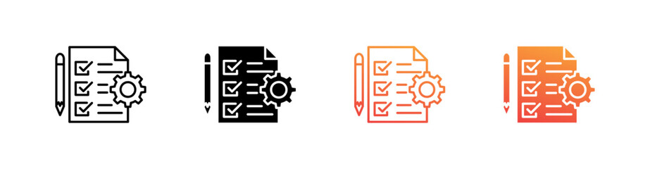 Project Management Multiple Style Icon Set Vector 