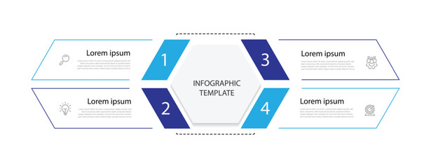 Business template presentation. Management planning concept. 4 step process infographic vector element 