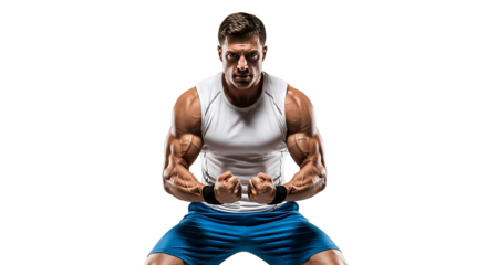 Man flexing muscles showing strength and powerful physique