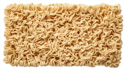 Close-up View of Uncooked Instant Noodles, Dried Noodle Texture, Food Photography isolated on white background