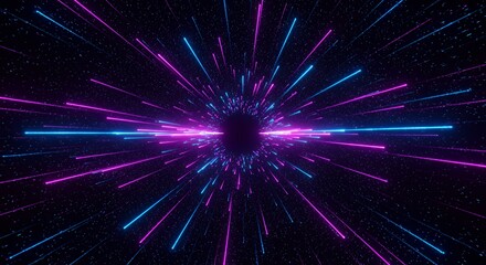 Abstract Light Speed Warp with Blue and Pink Glowing Lines
