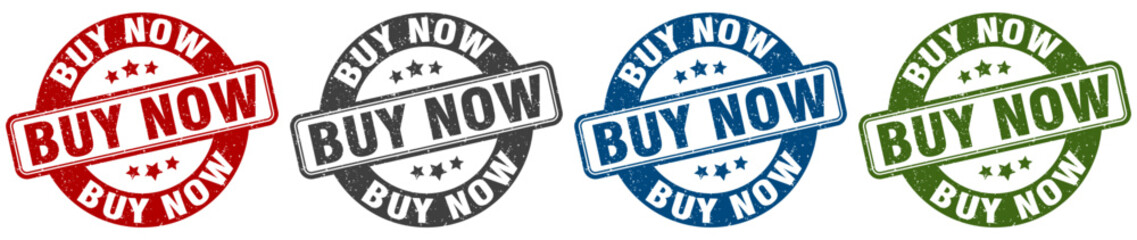 buy now stamp. buy now round stamp set isolated on white background