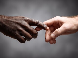 Two hands reaching towards each other symbolizing connection and unity