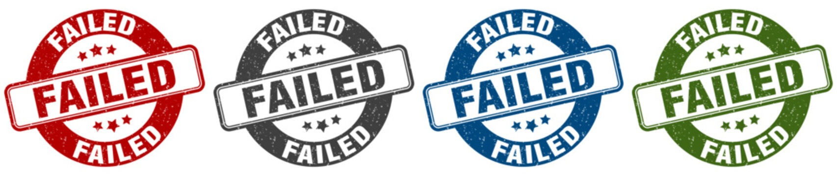 failed stamp. failed round stamp set isolated on white background