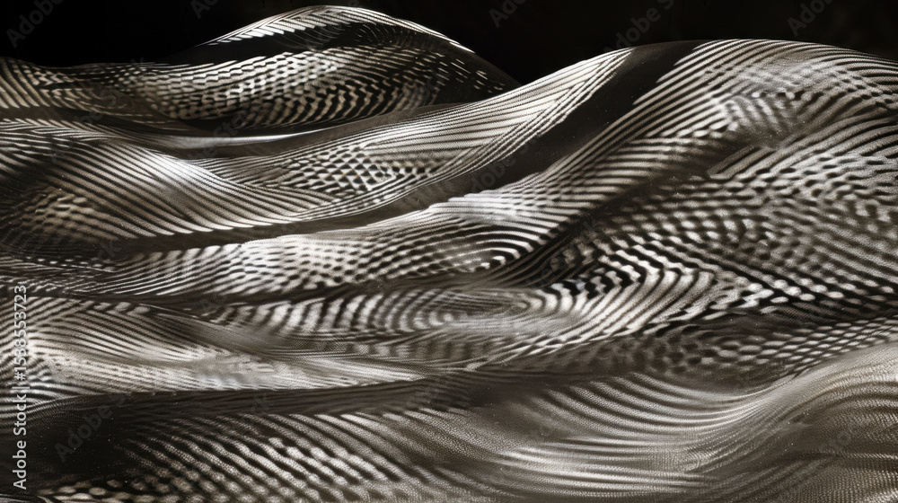 Poster abstract shimmer of light creating flowing patterns resembling waves, evoking sense of movement and 
