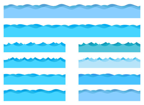Blue water waves create beautiful patterns in many layers of graphic art.