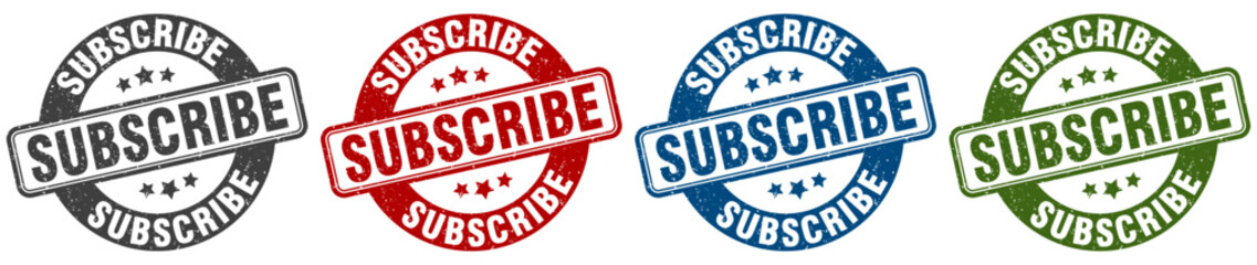 subscribe stamp. subscribe round stamp set isolated on white background