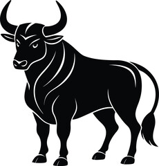 Minimalist design of strong bull in side profile stance