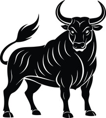 Dynamic horned bull vector with bold stance and strength