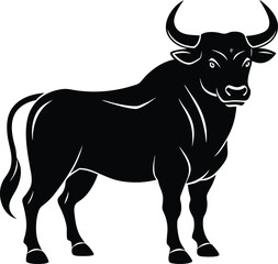 Minimalist vector of fierce bull with bold stance and horn detail